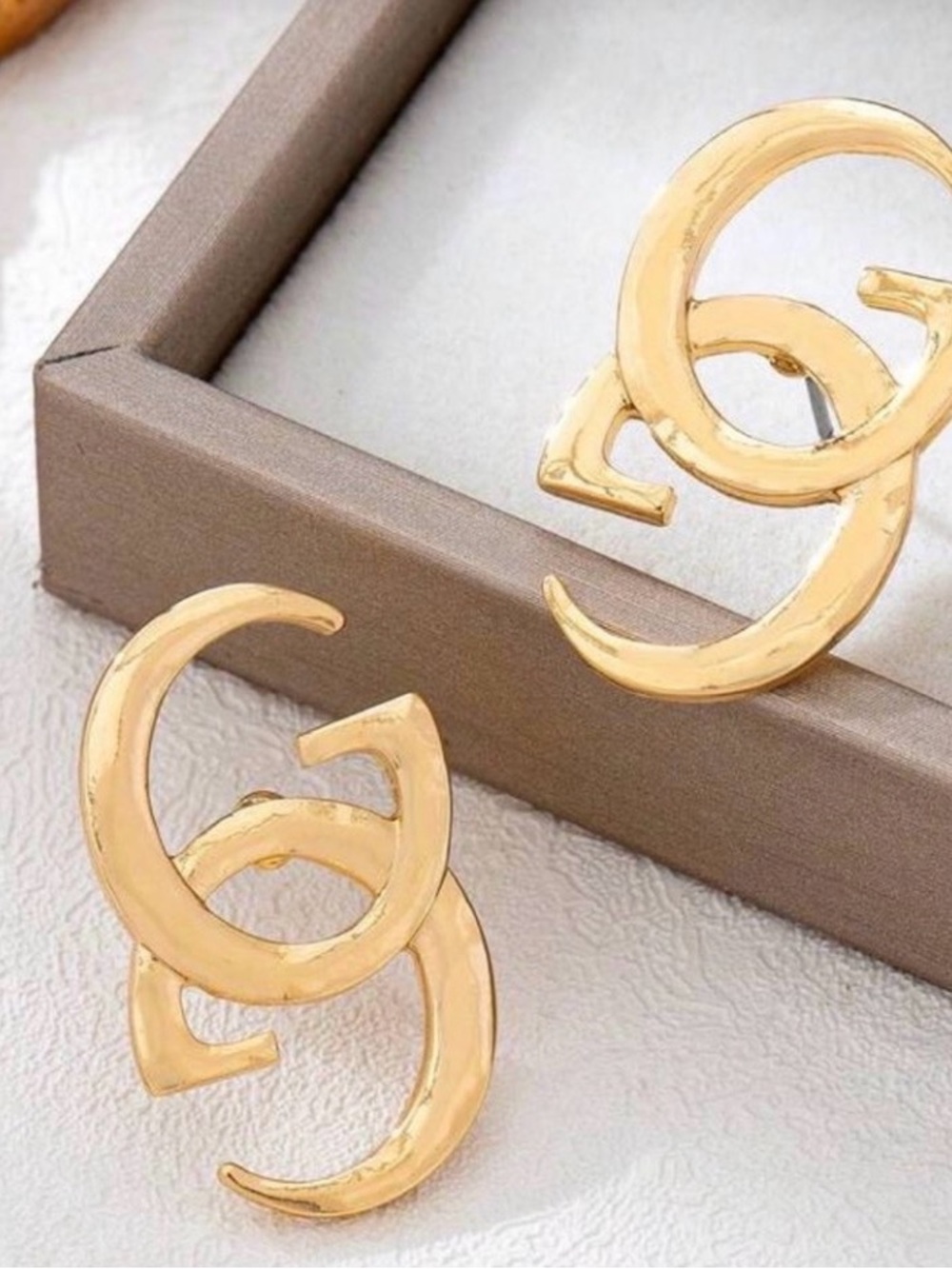 Classic Gold Interlocking Hoop Earrings for Women